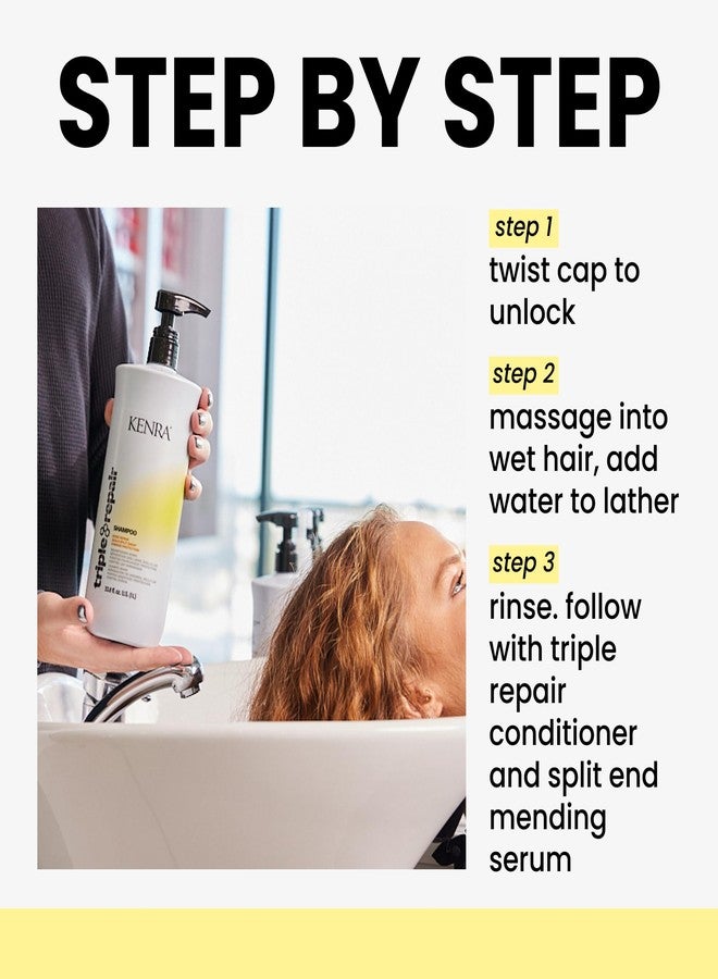 كينرا شامبو كينرا الاحترافي ثلاثي الإصلاح | يستهدف ويصلح الروابط الضعيفة أو المكسورة | الأطراف المتقصفة | الشعر التالف | يقوي الروابط | خالٍ من الكبريتات | 33.8 أونصة سائلة - Image 3